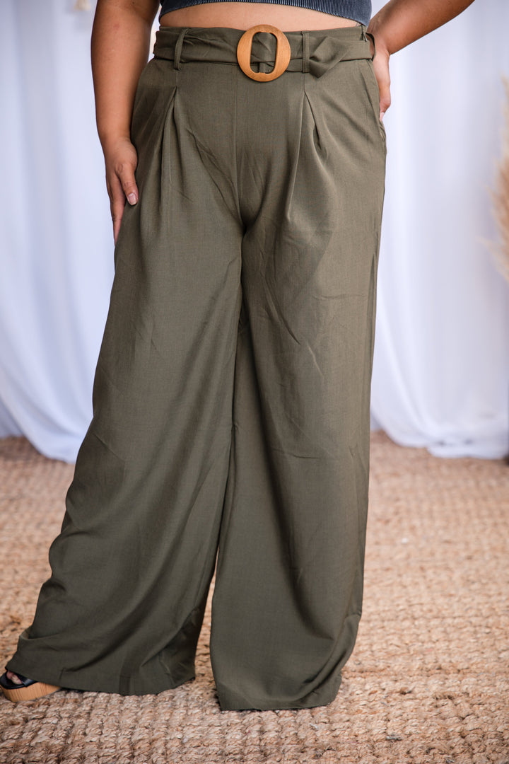 Olive You - Belted Wide Leg Pants