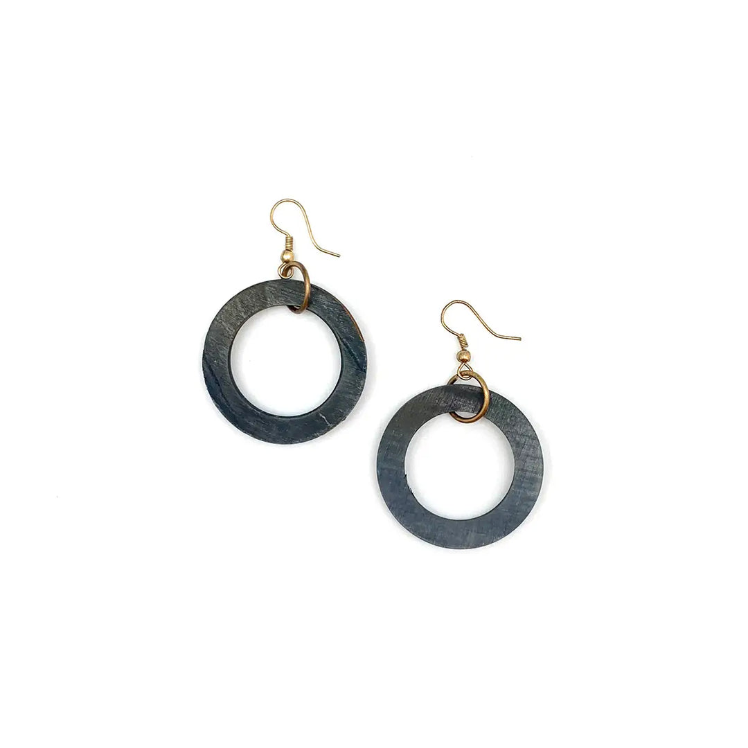 Omala Charcoal Open Hoops Earrings