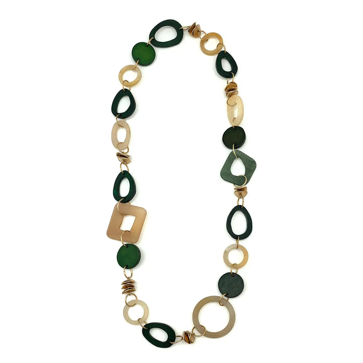 Omala Misty Greens Links and Brass Necklace