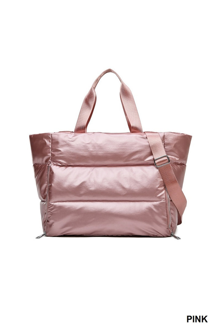 Puffy Quilted Waterproof Travel Tote Bag - 4 Color Options