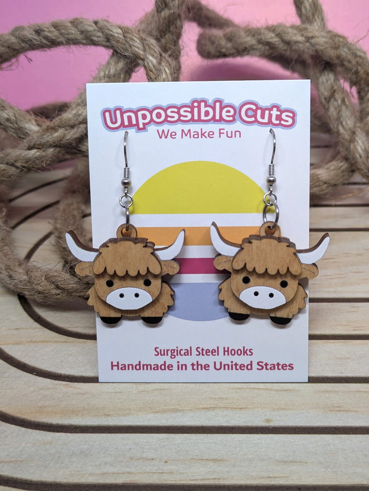 Highland Cow Dangle Earrings