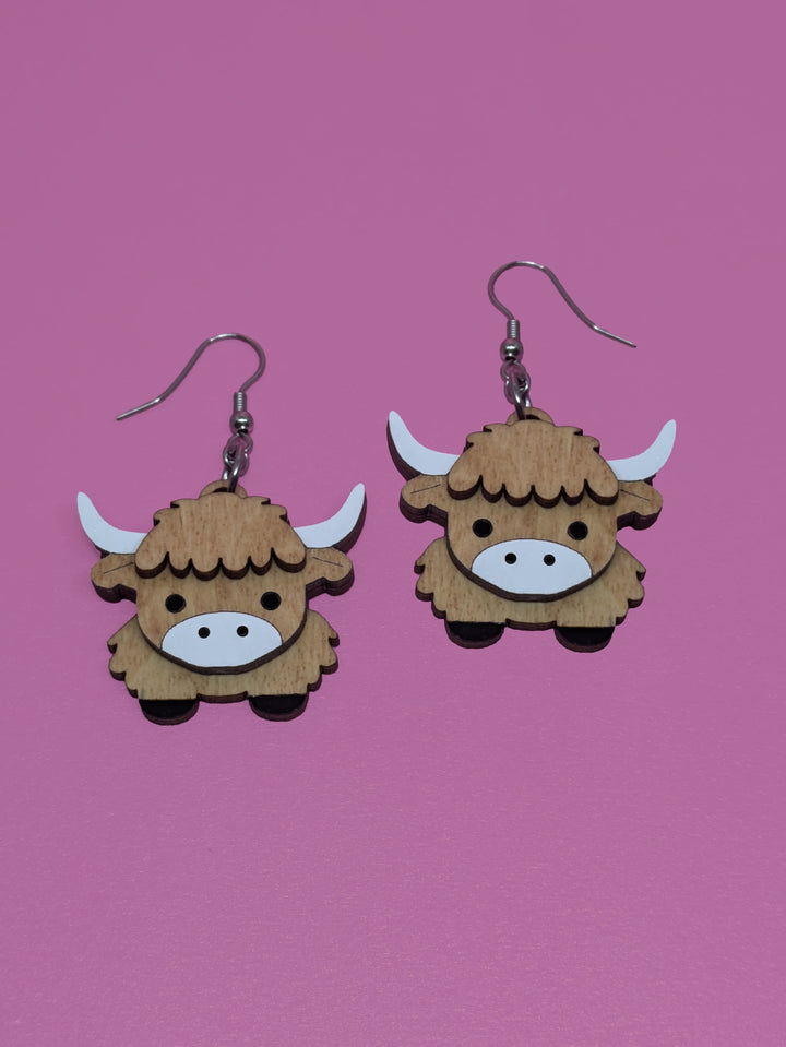 Highland Cow Dangle Earrings