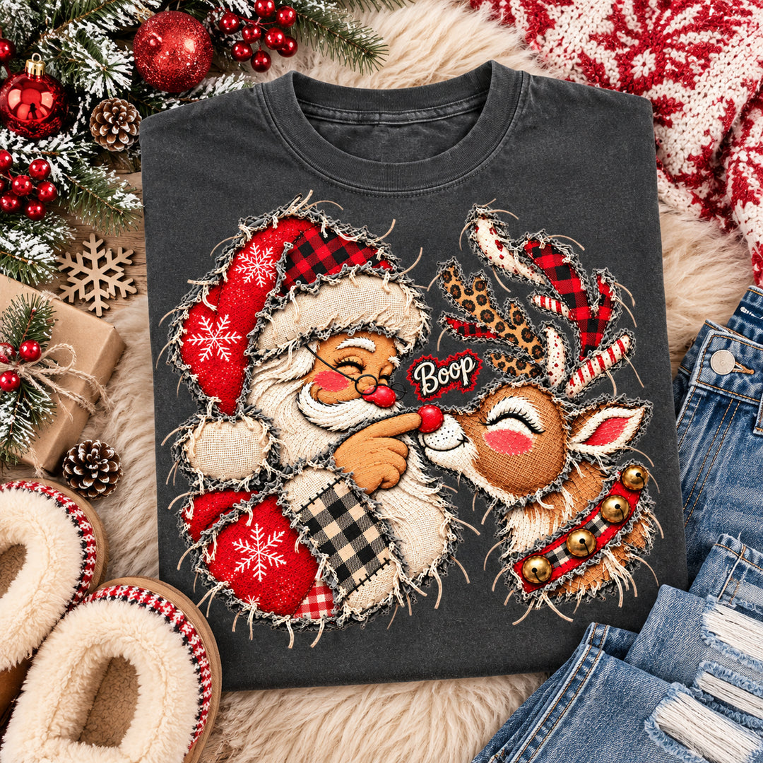 Plaid Santa Boop Sweatshirt-2 Color Options