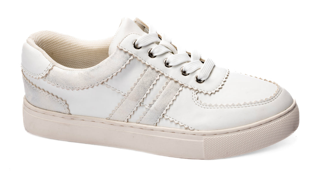 White Sneaker w/ Scallop Detail