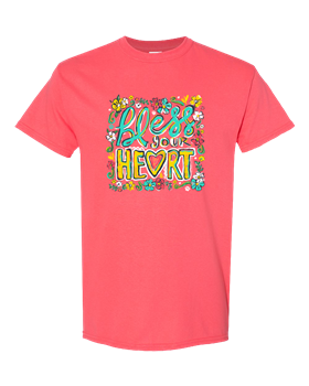 Coral Silk Soft Bless Your Heart Tee - Available Small Through Extended Sizes