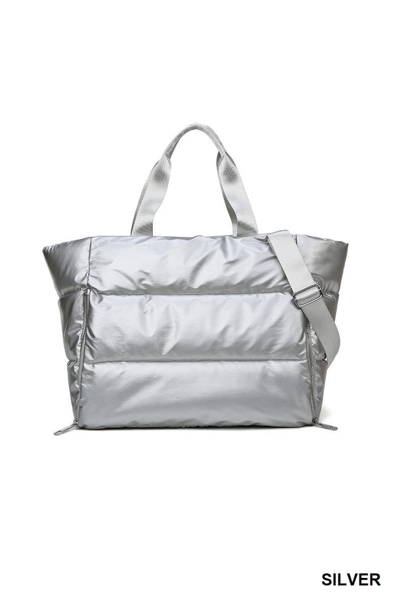 Puffy Quilted Waterproof Travel Tote Bag - 4 Color Options
