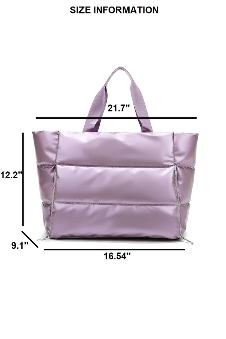 Puffy Quilted Waterproof Travel Tote Bag - 4 Color Options