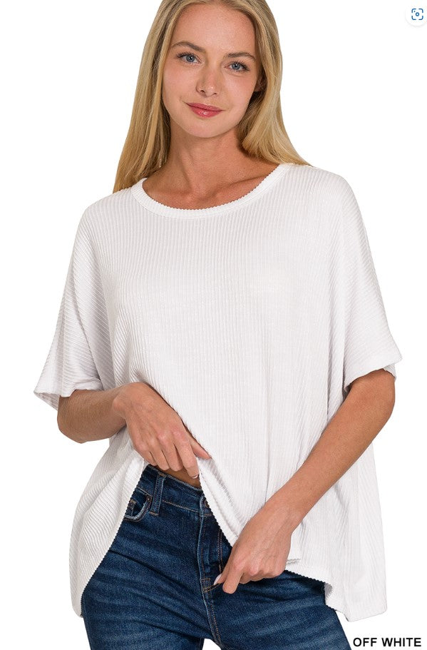 Poncho Style Ribbed Top - 6 Colors