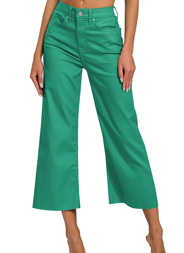 High Rise Cropped Denim Pants - 3 Color Options