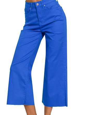 High Rise Cropped Denim Pants - 3 Color Options