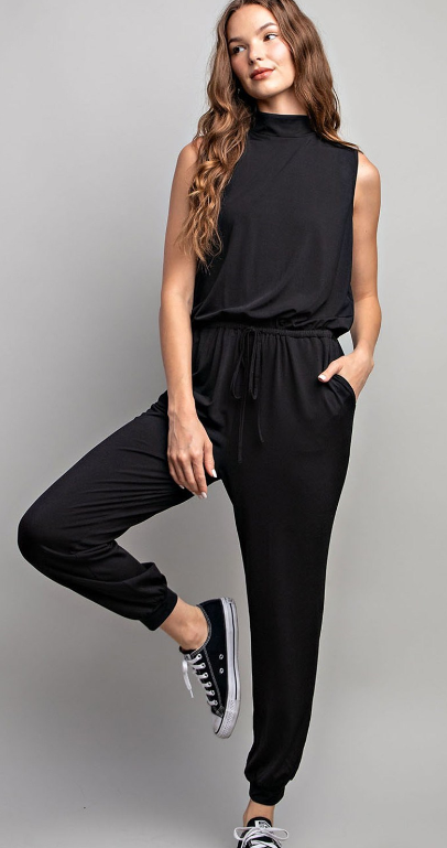 Sleeveless Mock Neck Jumpsuit