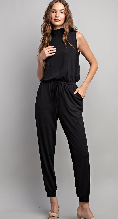 Sleeveless Mock Neck Jumpsuit