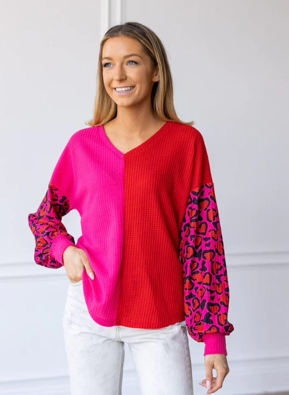 Wild Romance Color-Blocked Waffle Knit - Available XS-Extended Sizes - Final Sale