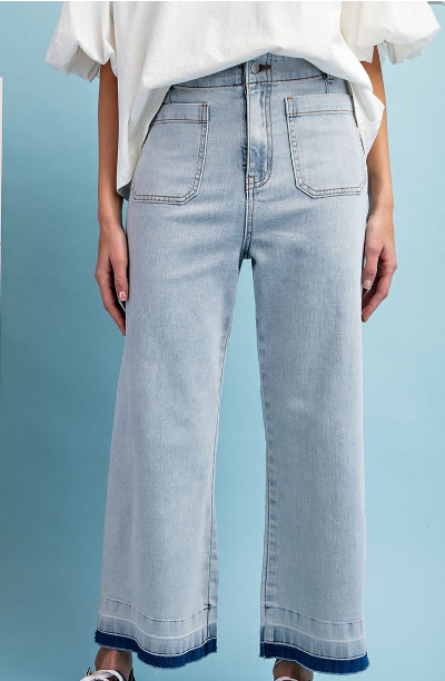 Mineral Washed Cropped Denim Pants