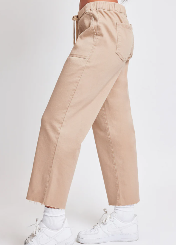 High Rise Cropped Straight Leg Pants - 3 Color Options