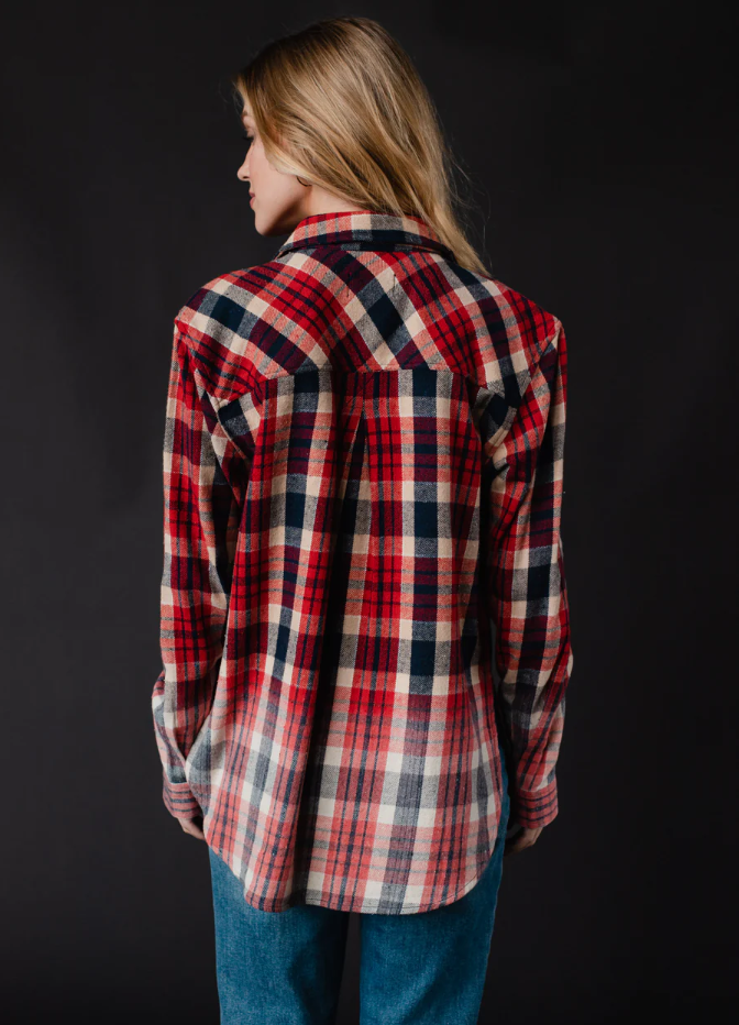 Red, Navy, & Tan Plaid Flannel