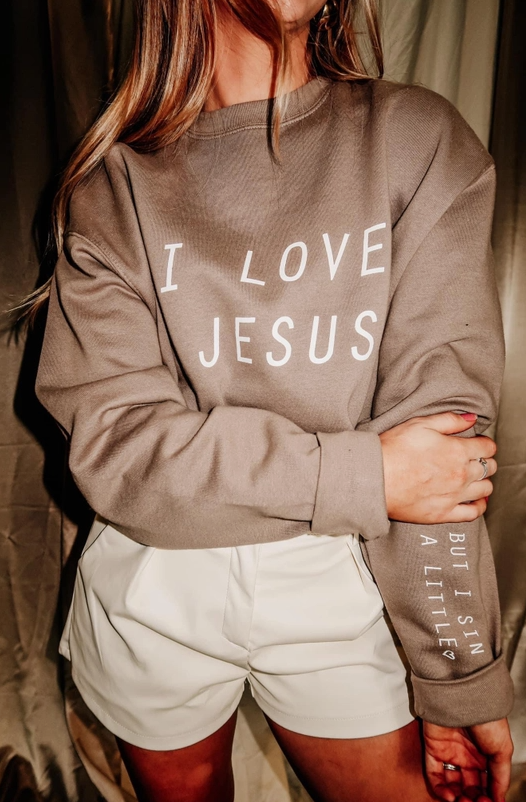 Pre-Order: Tan "I Love Jesus" Sweatshirt - Ships beginning of January!