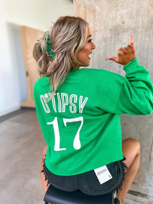 Pre-Order: O'Tipsy Green Graphic Crewneck Sweatshirt