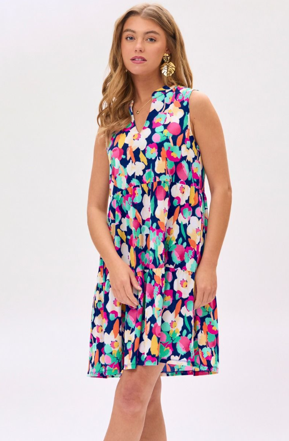 Royal Floral Dress - Available S-Extended Sizes