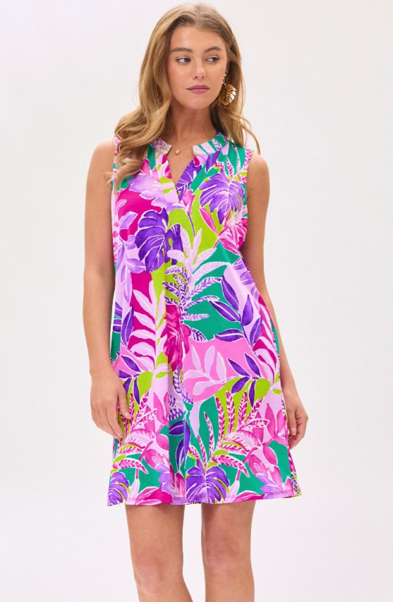 Magenta Tropical Dress - Available S-Extended Sizes