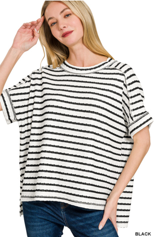 Stripe Jacquard Tee - 3 Color Options