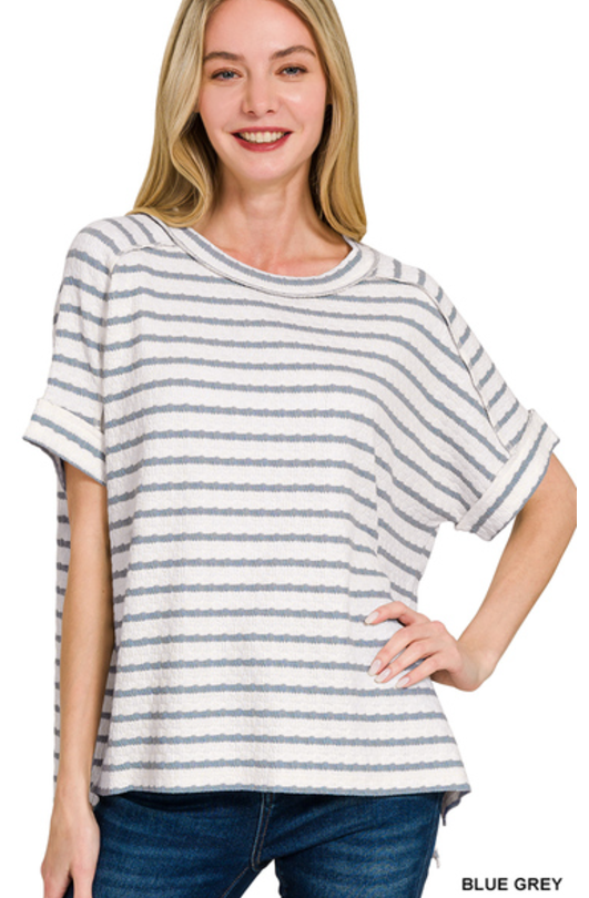 Stripe Jacquard Tee - 3 Color Options