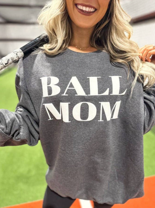 Dark Heather "Ball Mom" Crewneck
