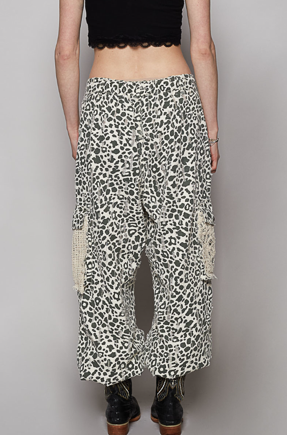 POL Pre-Order: Animal Print Joggers w/Distress Detail