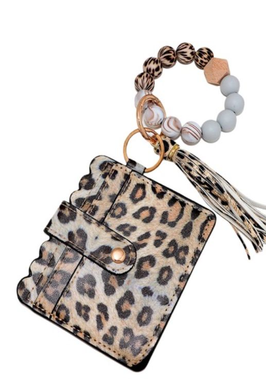 Beaded Bracelet Keychain Card Holder Wallet - 2 Color Options