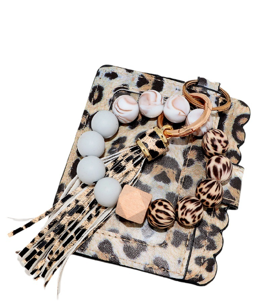 Beaded Bracelet Keychain Card Holder Wallet - 2 Color Options