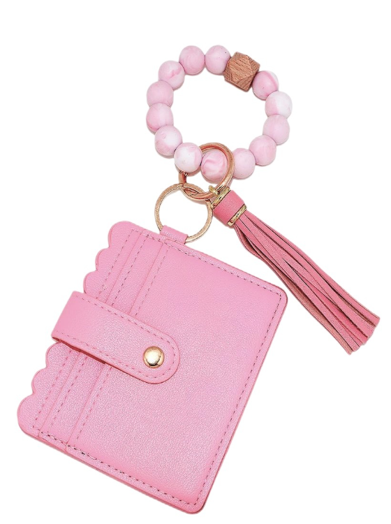 Beaded Bracelet Keychain Card Holder Wallet - 2 Color Options