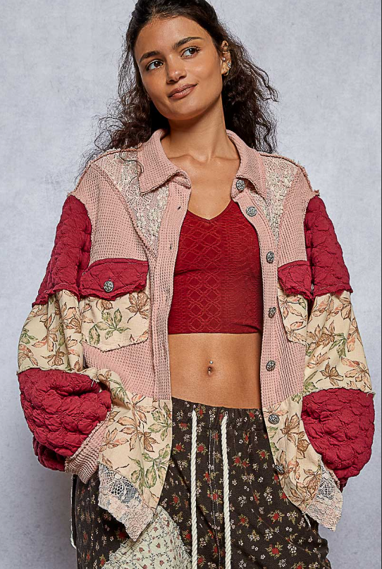 Mauve Balloon Sleeve Jacket