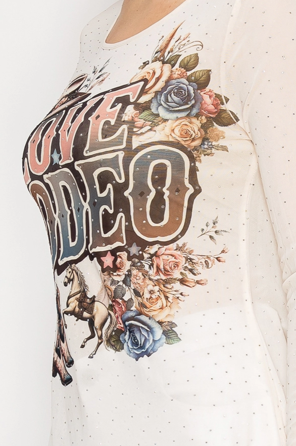 Sparkly Long Sleeve Sheer Mesh Top