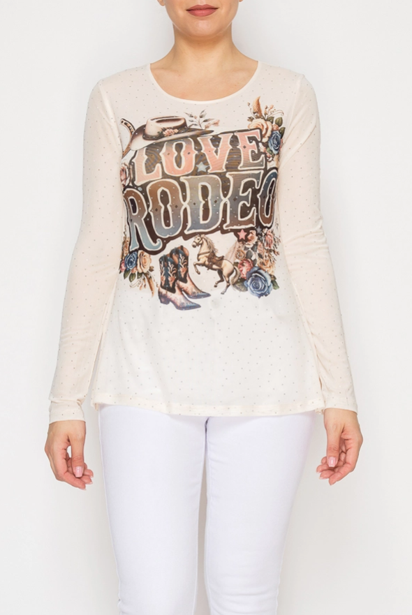 Sparkly Long Sleeve Sheer Mesh Top