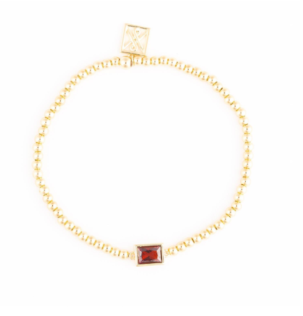 Gold Birth Stone Stretch Bracelet - 12 Options