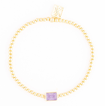 Gold Birth Stone Stretch Bracelet - 12 Options