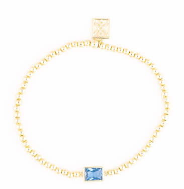 Gold Birth Stone Stretch Bracelet - 12 Options