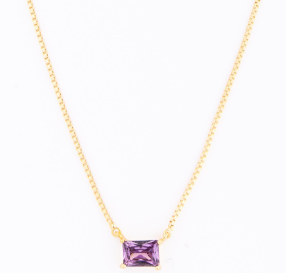 Gold Birth Stone Necklace - 12 Options