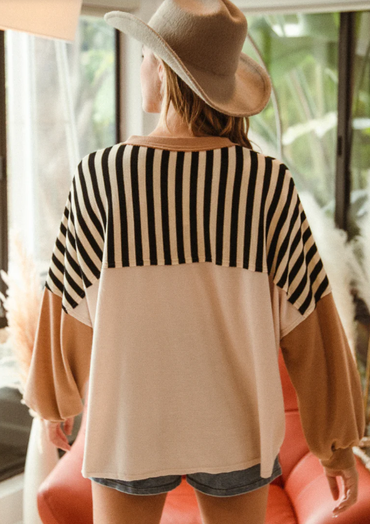 Star Patchwork Mixed Long Sleeve Top