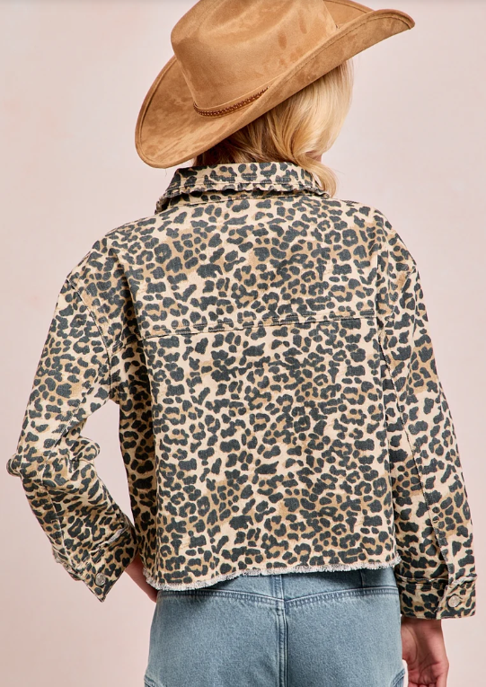 Animal Print Jacket w/ Front Double Pocket