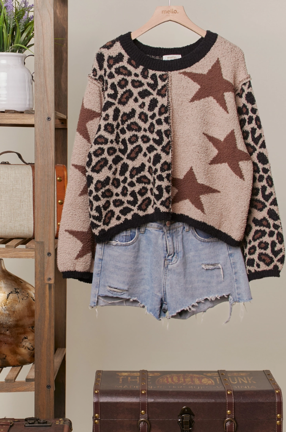 Pre-Order: Animal Print Star Pattern Sweater