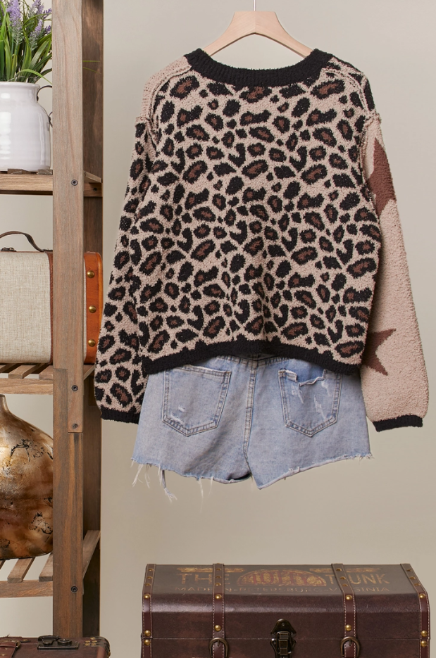 Pre-Order: Animal Print Star Pattern Sweater