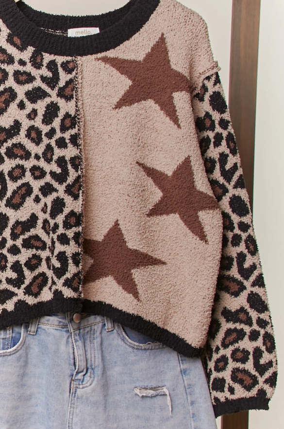 Pre-Order: Animal Print Star Pattern Sweater