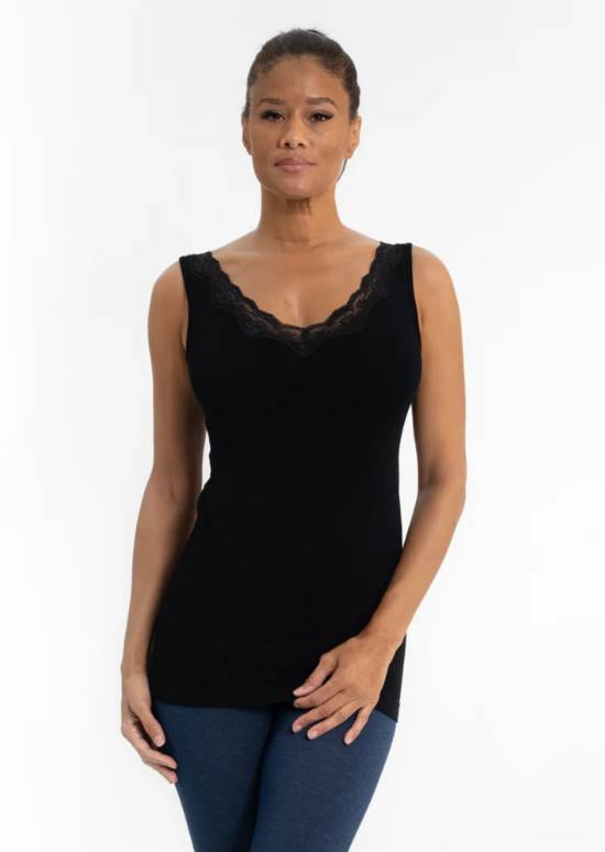 Lace Trim V-Neck Tank - 17 Color Options