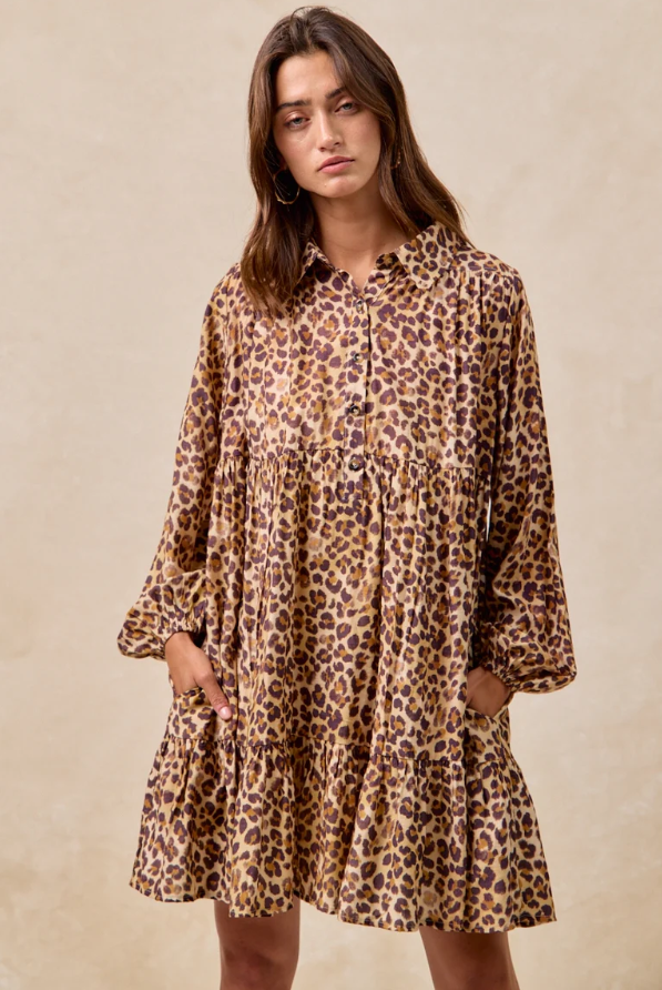Animal Print Tiered Dress