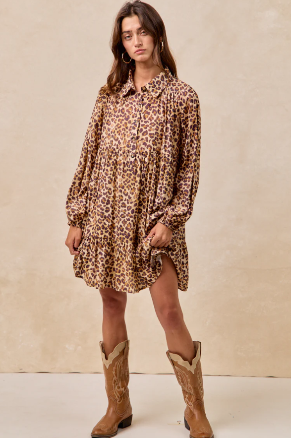 Animal Print Tiered Dress