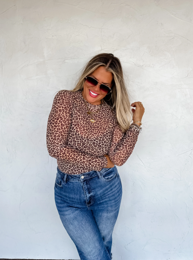 Pre-Order: Animal Print Mesh Top