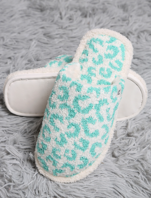 Leopard Print Fuzzy Microfiber Slipper - 7 Color Options