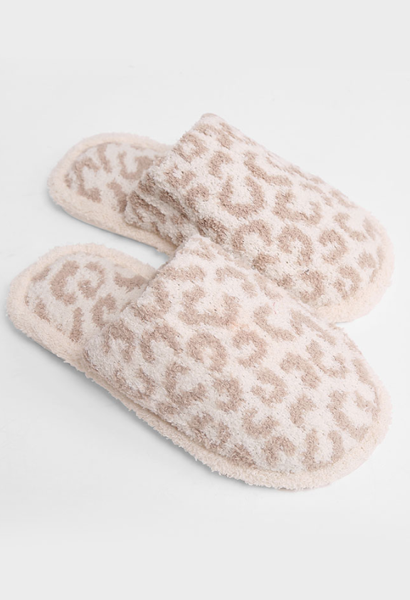 Leopard Print Fuzzy Microfiber Slipper - 7 Color Options