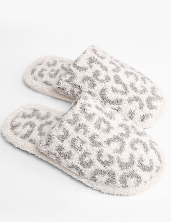 Leopard Print Fuzzy Microfiber Slipper - 7 Color Options